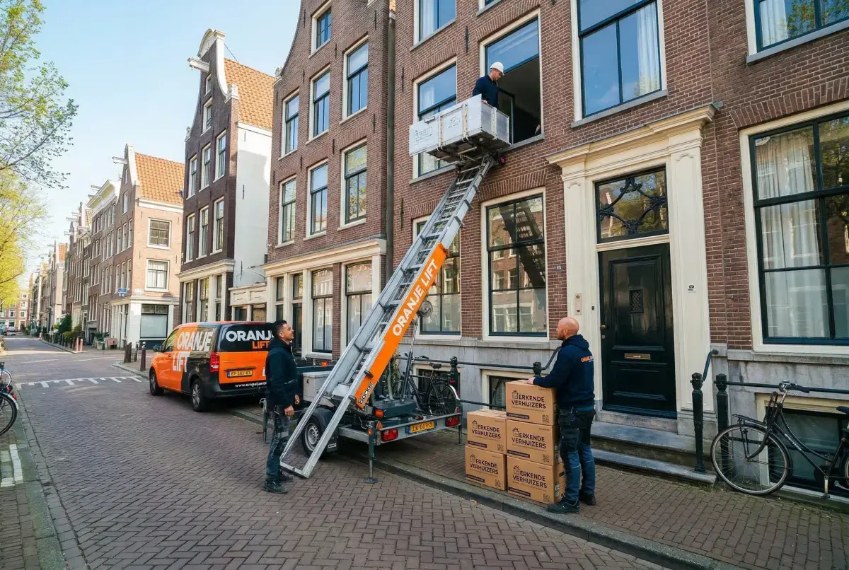 Aanhangerlift voor verhuizing in smalle straat Nijmegen