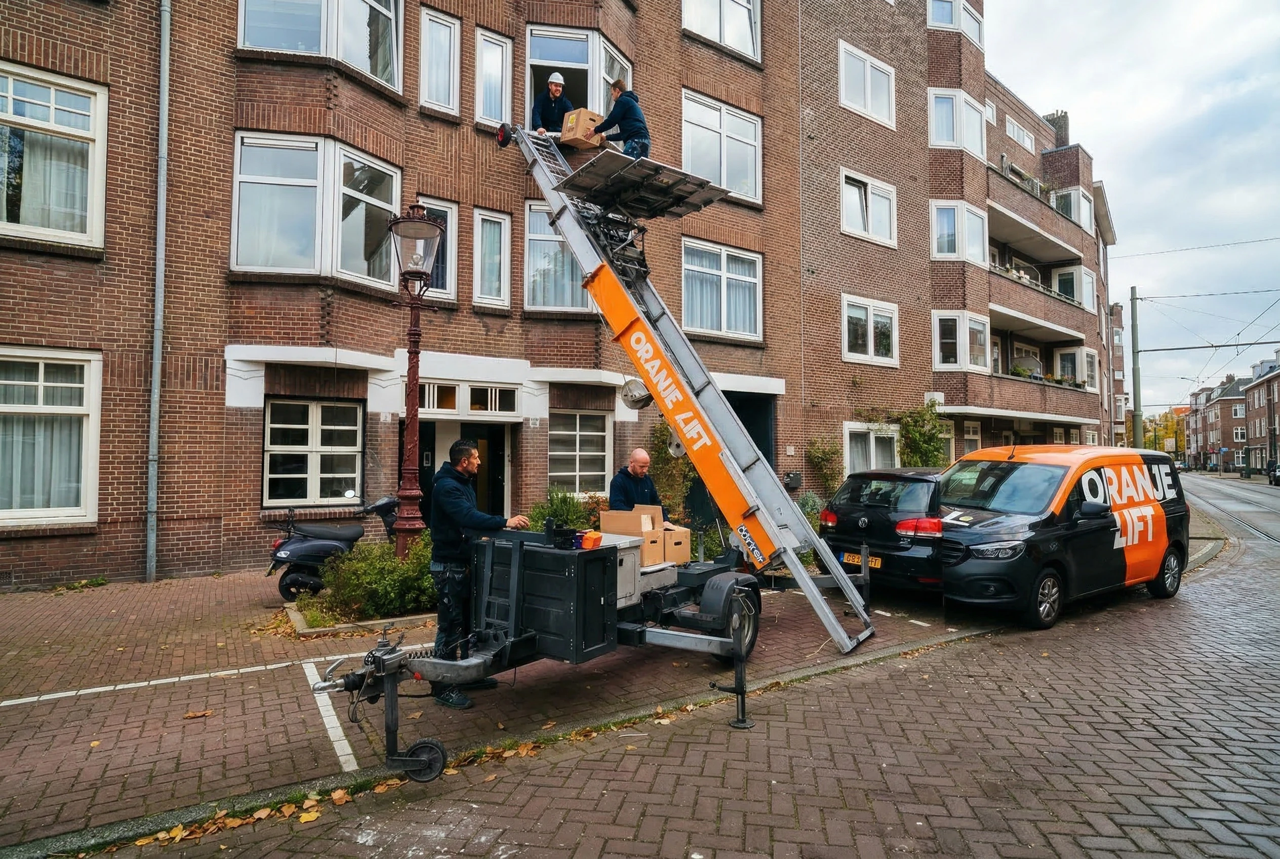 Verhuislift in actie bij woning in Nijmegen