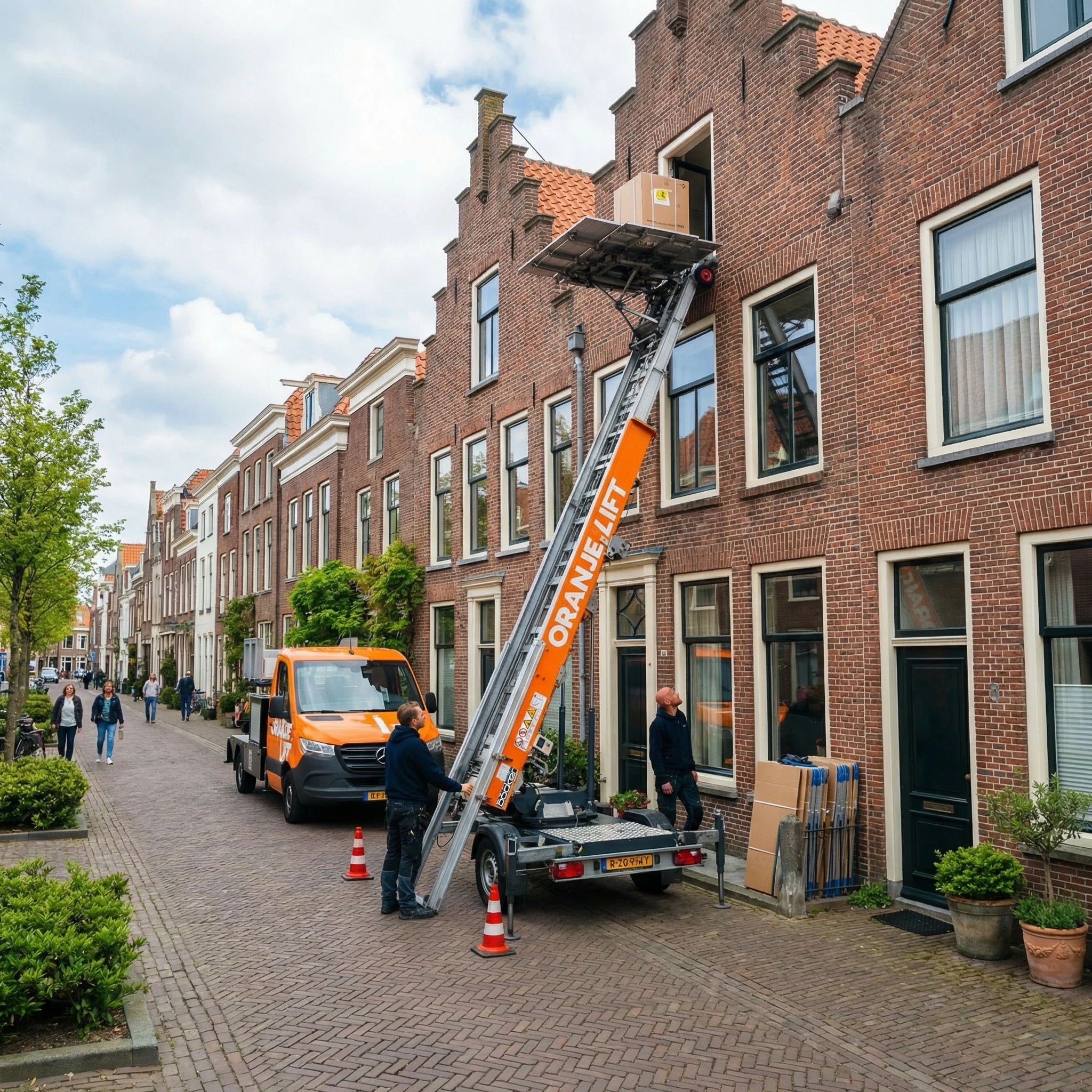 Aanhangerlift in gebruik bij woning in Nijmegen